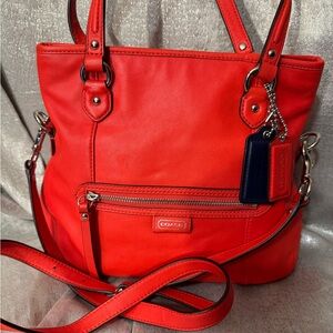 Coach Daisy Mia leather convertible bag in orange